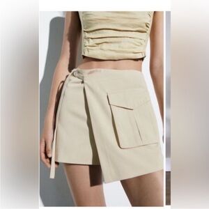Zara Beige/Tan Wrap Cargo skort - Women's Summer Skort